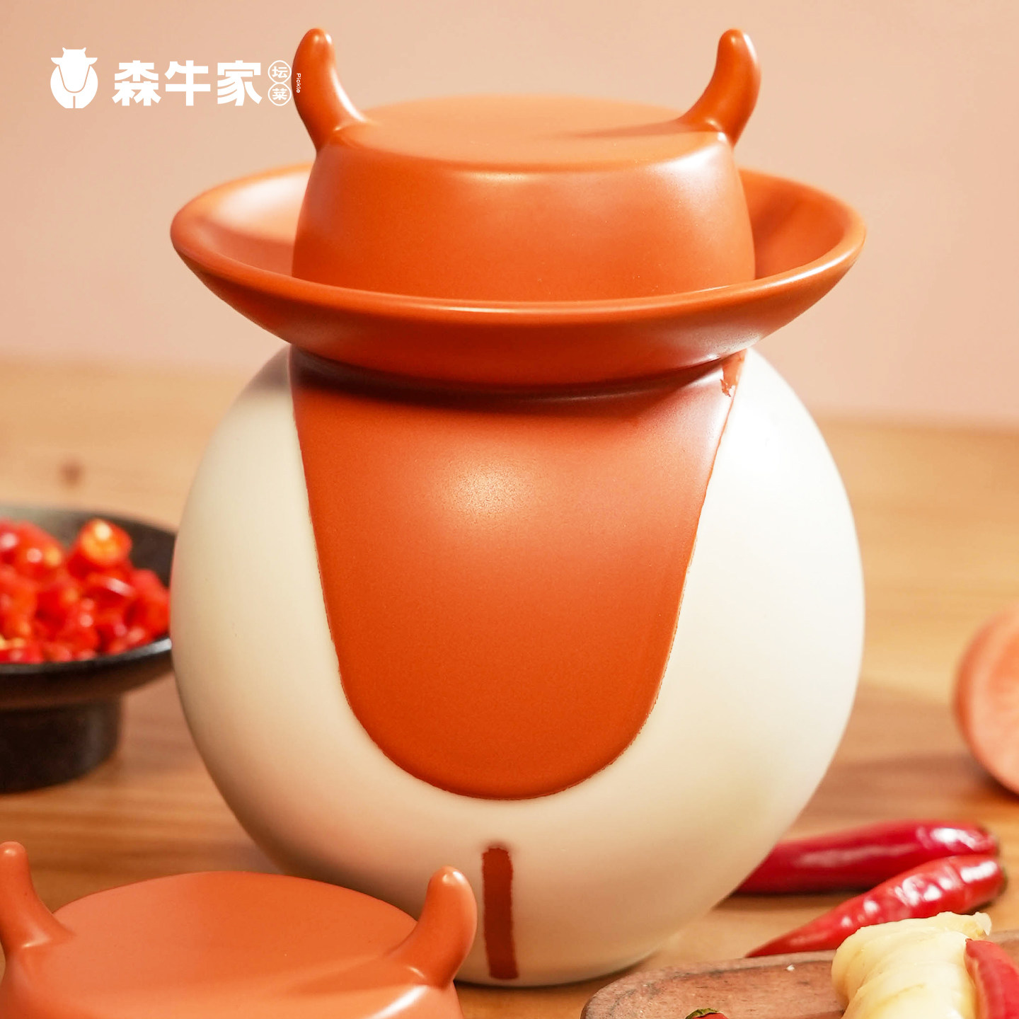 森牛家会员尊享小牛陶瓷泡菜坛 专属定制,水产肉类/新鲜蔬果/熟食,腌制/榨菜/泡菜,淘宝优惠券,粉丝福利购,淘宝优惠卷