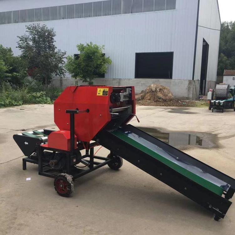 养殖牧草圆形打包机自动套袋牧场压块机搭配揉丝饲料压块机