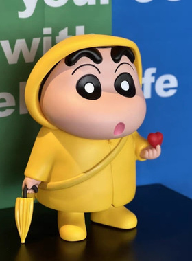 酷酷的雨衣蜡笔小新手办雨伞小新1比1动漫周边车载潮玩摆件玩具X1