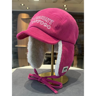 韩版字母刺绣灯芯绒加厚保暖雷锋帽子女2025冬新款防寒护耳帽潮M