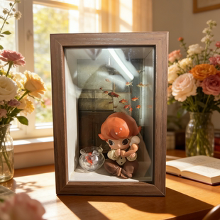 popmart泡泡玛特dimoo和金鱼通电话盲盒展示相框展示架收纳造景