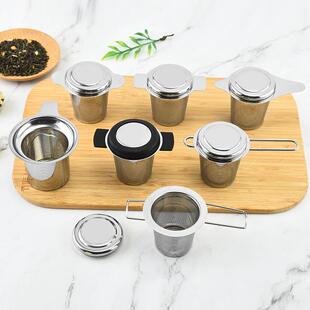 不锈钢茶隔泡茶器滤茶器 304不锈钢茶漏 茶叶过滤硅胶盖茶具配件