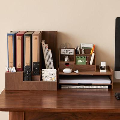 木桌制桌面收纳盒A办4纸资料架公文件工抽屉位式木质鲁匠艺美多层