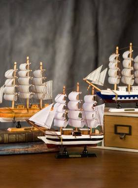 大型实木一帆帆船风顺帆船摆件客厅开电视柜酒柜板办公室大业堂摆