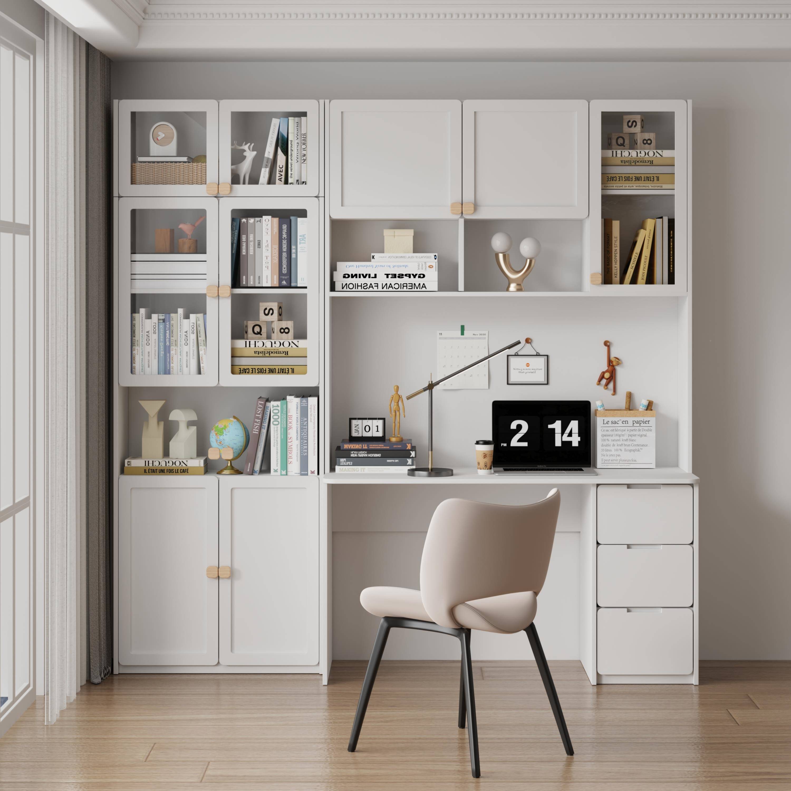 可比熊实木书桌电kbx-sz-0脑一桌卧室家用办公儿童书房学桌架习桌