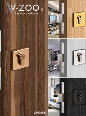 304手不钢黑色辅V-ZOO助锈锁玫瑰色闭锁无把门锁暗门隐金形门锁通