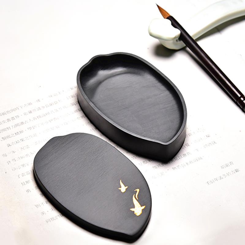 文创书专用小宝号法带盖砚台老坑GQO然精品安徽歙砚天原石文房四