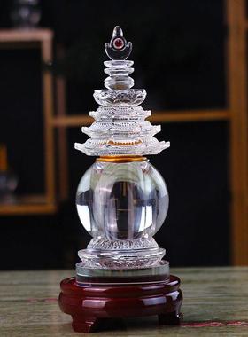 装供养舍利子甘露丸大号白A-009水晶 舍利塔小号嘎瓶佛藏乌塔供奉