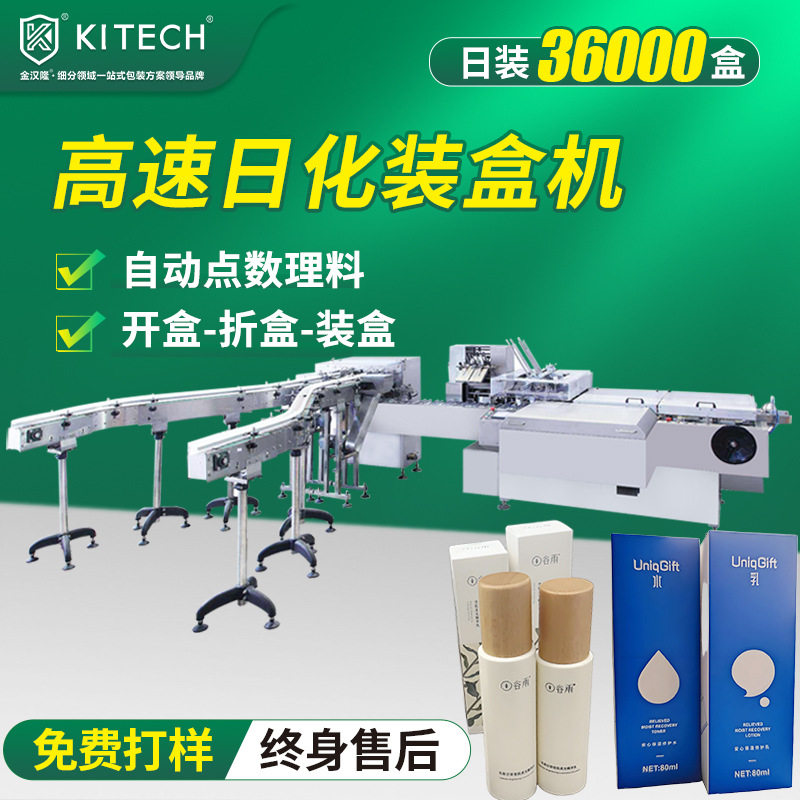 化妆品护肤品彩盒包装机 瓶子全自动装盒机 热熔胶封盒高速装盒机