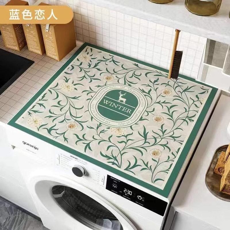 滚筒洗衣机盖垫布硅藻泥防滑防水防晒罩防尘冰箱床头柜台面软垫子