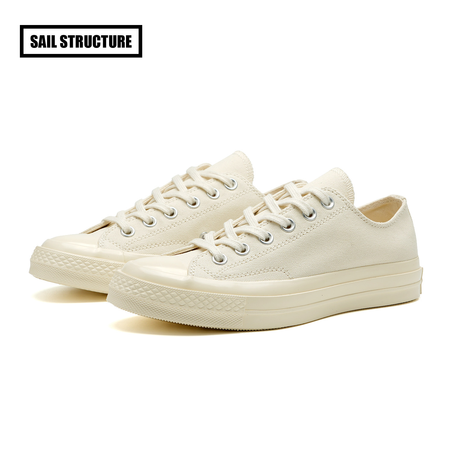 帆构女鞋低帮帆布鞋休闲小白鞋白色时尚百搭情侣夏季复古潮流经典