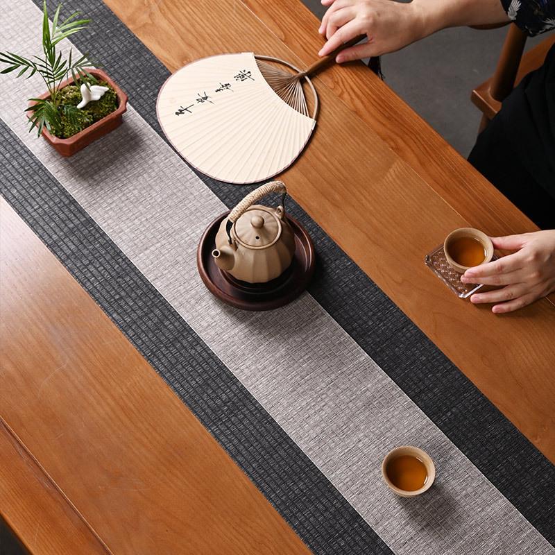 草编防水茶席套装桌垫茶旗禅意布艺中式桌旗竹席干泡功夫茶道零配