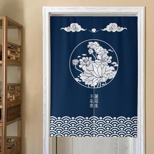 厨房门帘隔断帘中国风棉麻布艺卧室客厅遮挡帘家用挡风布帘 新中式