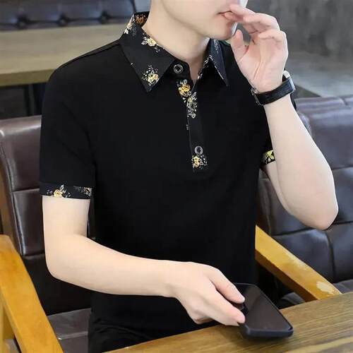 优乐轻奢Amphelisia2025男士POLO衫上衣半袖商务短袖T恤翻领夏