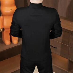 墨峯阁服饰冬季男士新款s厚棉T长袖巾帼领打底衫潮流休闲帅气保暖