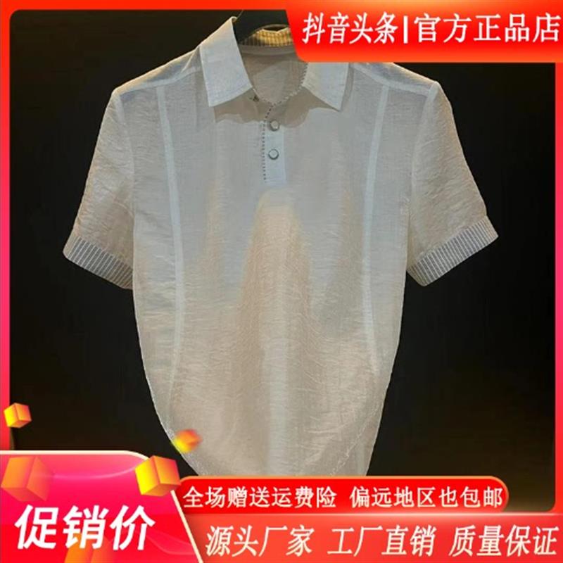 纯养轻奢男装品质2026款莱赛尔麻型男轻薄短袖白色翻领polo高级感