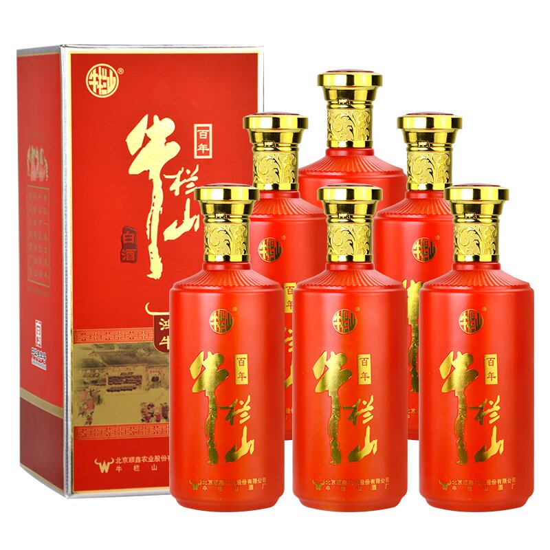 牛栏山百年鸿牛46度纯粮优级酒浓香型白酒送礼婚宴用酒500mLx6盒