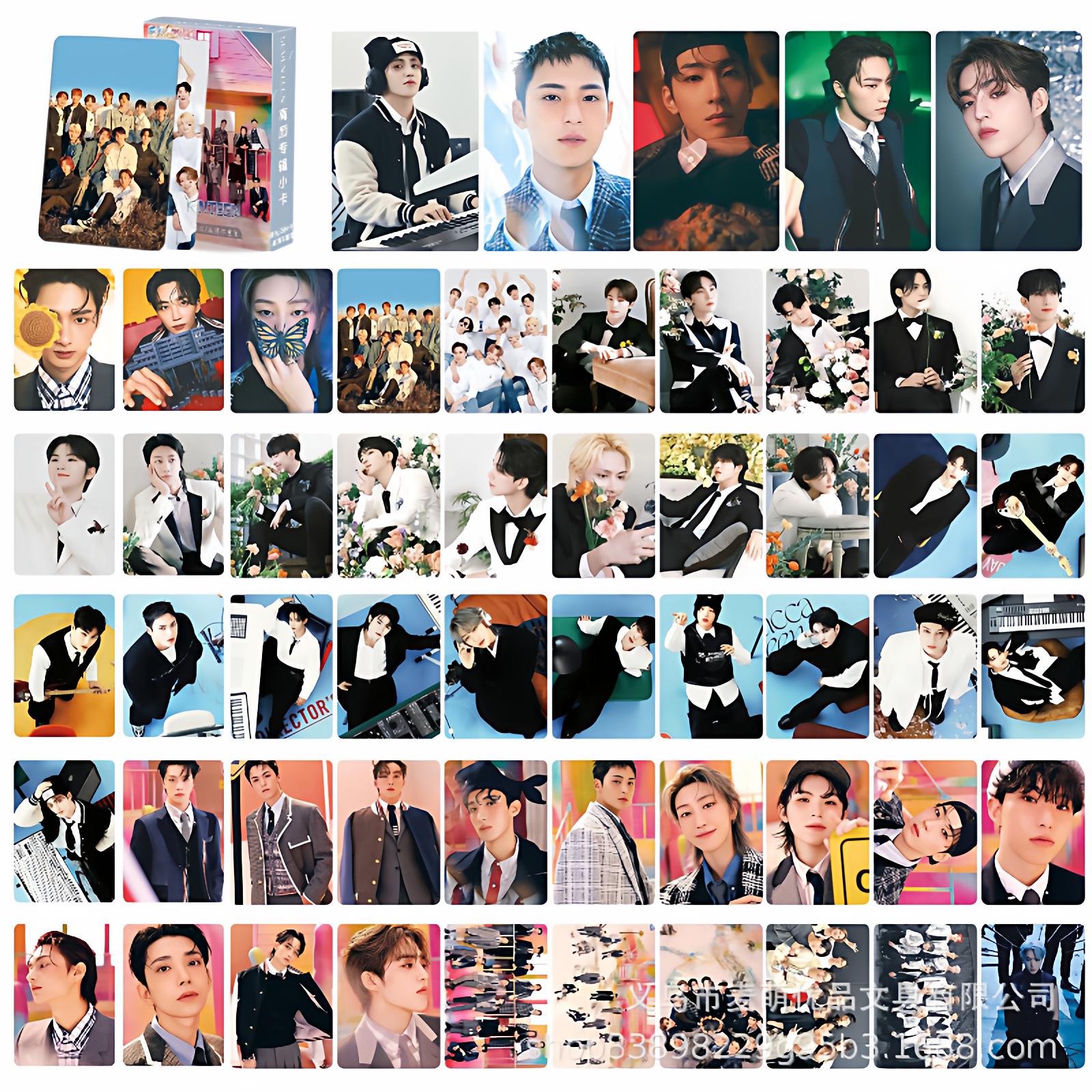 Seventeen小卡55张双面无重复全圆佑洪知秀卡片自印卡专辑LOMO卡