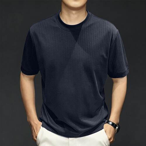 FZ轻奢服饰老钱轻奢精品 夏季新款暗纹提花男装短袖t恤免烫抗皱