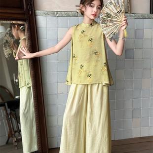 旗袍阔腿裤 女童夏季 儿童新中式 国e风套装 两件套Y 枚好B优品夏装
