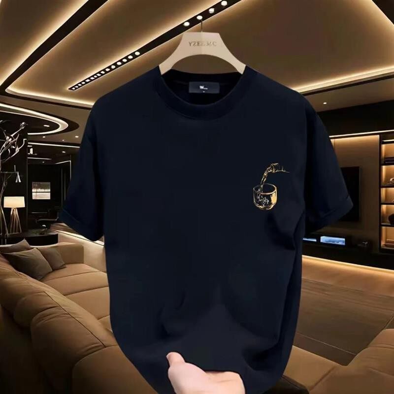 新华明百货2026h夏季新款大码宽松T恤男士短袖半袖休闲重磅纯棉