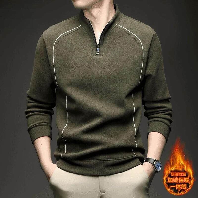 舵主衣仓男士秋冬新款加绒加厚半拉链卫衣时尚潮流百搭男款上衣