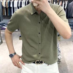 靓姐轻奢甄选专柜高S级感r男士 Polo 夏纯色高级感时尚 商务休闲短袖