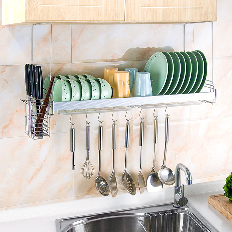 精品滤水碗架置碗架厨房不锈钢304碗碟沥水架墙上放碗控水壁挂置