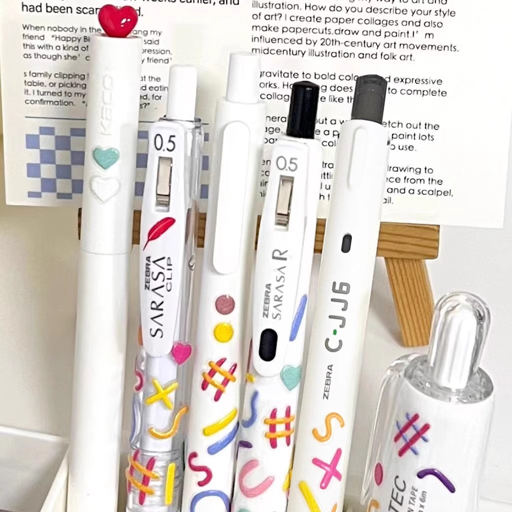 斑马中性笔按动ins高颜值多巴胺