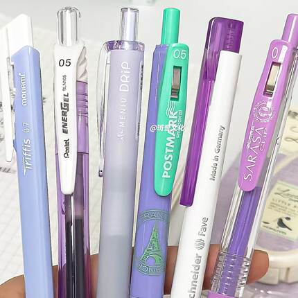 日本Zebra斑马JJ15中性笔紫色系列黑色刷题水笔荧光笔ins日系高颜值考试速干刷题子弹头中学生学习用笔