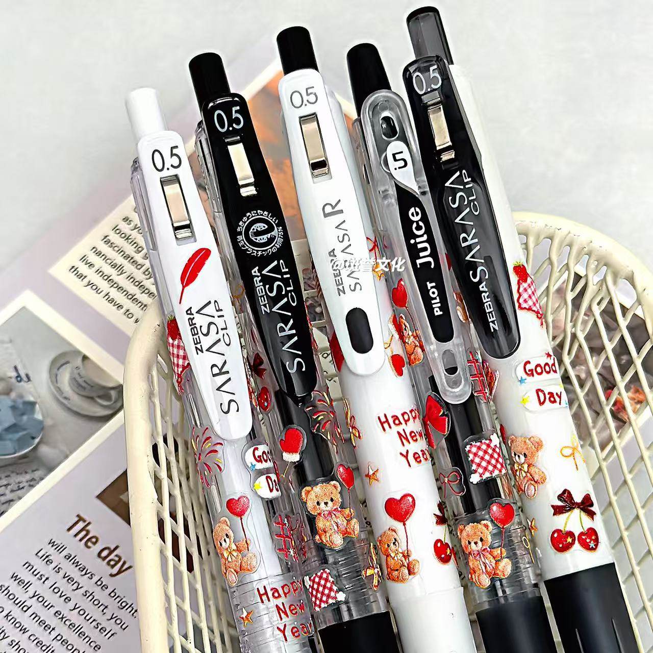日本ZEBRA斑马笔Happy NewYears新年限定中性笔套装日系ins风刷题笔0.5按动学生考试专用送礼套装文具官方旗