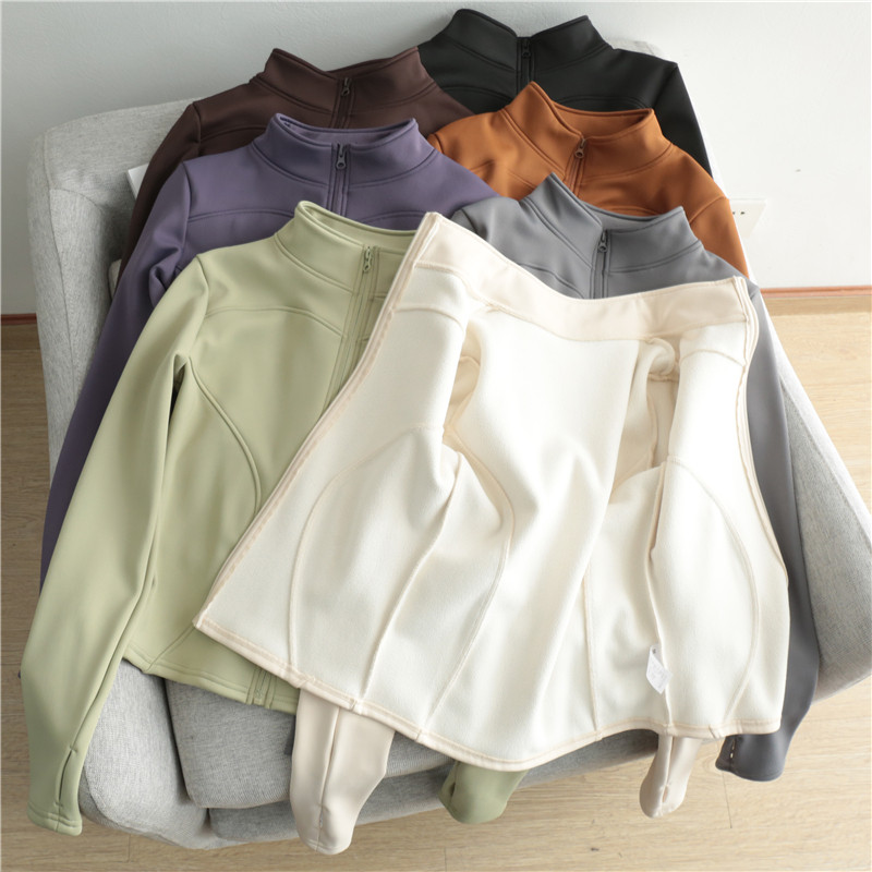 秋冬保暖加绒加厚外套女显瘦修身立领瑜伽上衣运动夹克跑步健身服,运动/瑜伽/健身/球迷用品,瑜伽外套,淘宝优惠券,粉丝福利购,淘宝优惠卷