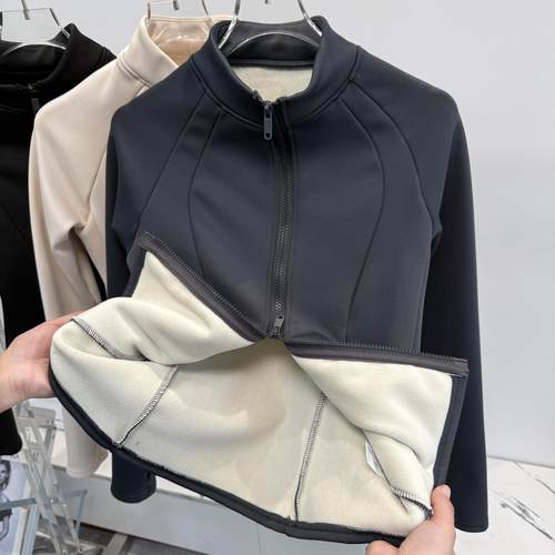 秋冬显瘦修身保暖加绒瑜伽外套