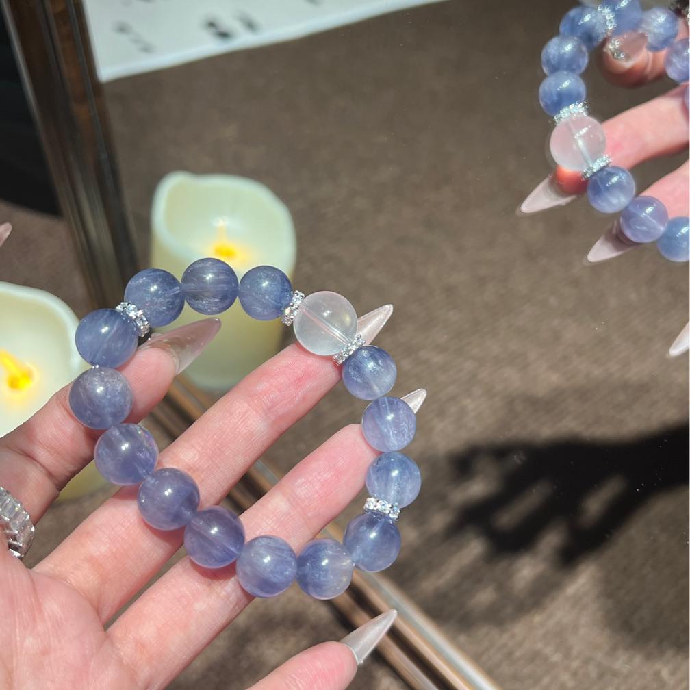 【海棠依旧】魔鬼湛蓝莹石订制款手串天然石气质小众缓解焦虑送礼