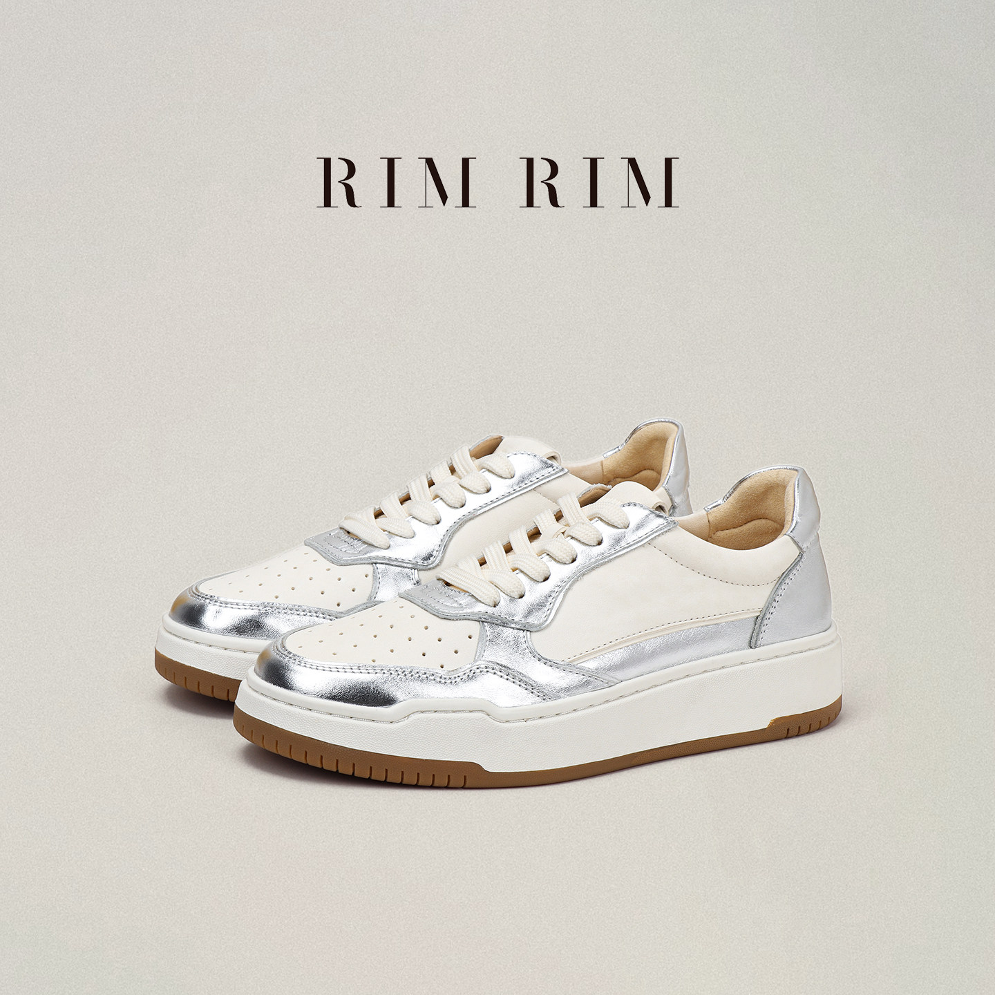 RIM RIM聆里厚底小白鞋履系列冷白银板鞋塑形马皮鞋增高休闲鞋女