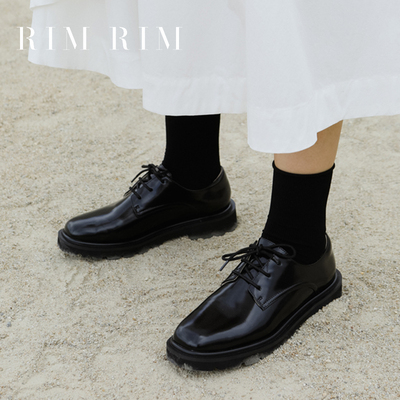 RIM RIM塑型马皮鞋新款小众乐福鞋单鞋厚底英伦风圆头百搭时尚