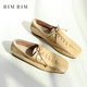 RIM 雅致牛皮系带小众平底手工玛丽珍女鞋 RIM聆里浅口单鞋 小方鞋