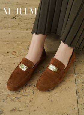 RIM RIM2025秋冬新款塑型马皮鞋乐福鞋平底金属扣懒人单鞋英伦风