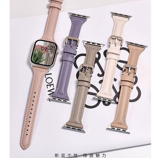 4代se复古皮45mm表链41mm腕带 适用华为fit3表带ins秋冬小蛮腰真皮腕带watchFIT2高级女iwatchS10