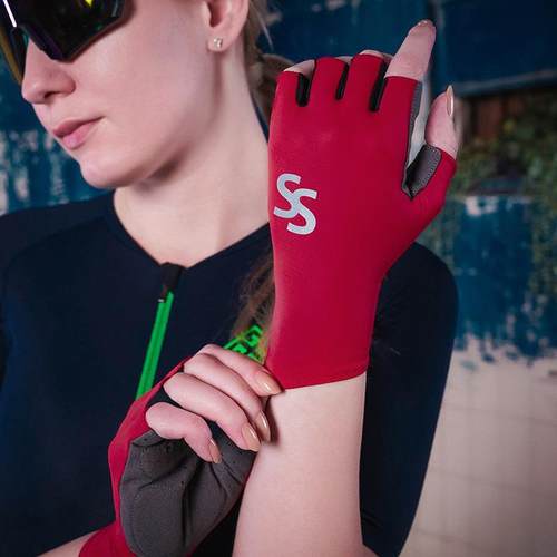 思帕客男女短指骑行手套透气掌心耐磨手背反光夜骑运动减震手套