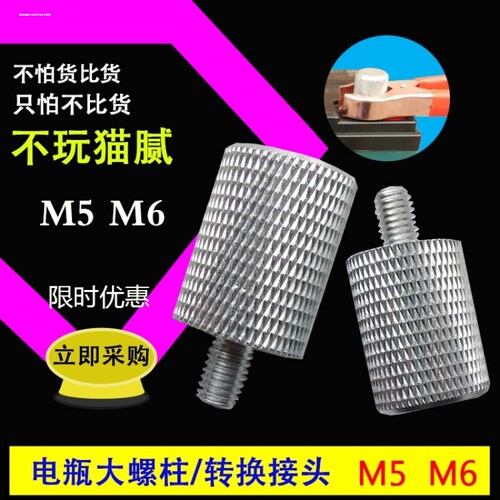 电瓶螺丝桩头M5大螺柱M6M8接线柱帽子电动车背机电瓶转换接头铜