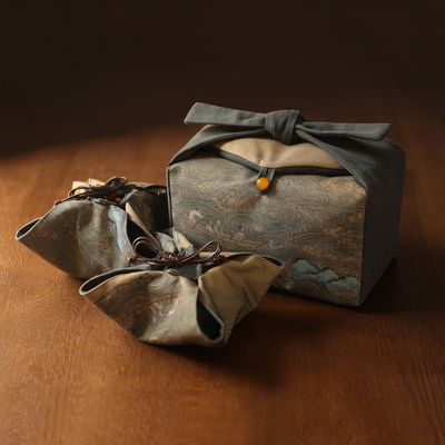 春泥古画系列加厚麻棉布收纳包旅行包台湾布袋茶具赤壁泛舟大布包