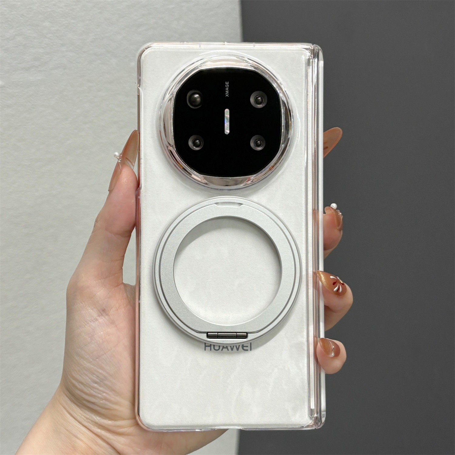 带磁吸支架可旋转适用华为荣耀magicv6手机壳oppofindn6双中轴保护壳v6透明典藏版n6折叠屏系列findn6保护套