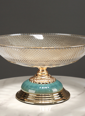 轻奢陶瓷玻璃果盘创意装饰水果盘糖果盘干果盘客厅餐桌样板间摆件