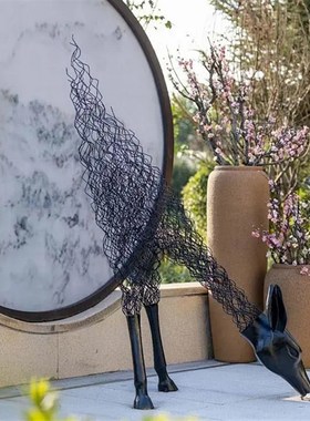 玻璃钢梅花鹿雕塑户外园林景观售楼处装饰品文化街区艺术展厅摆件