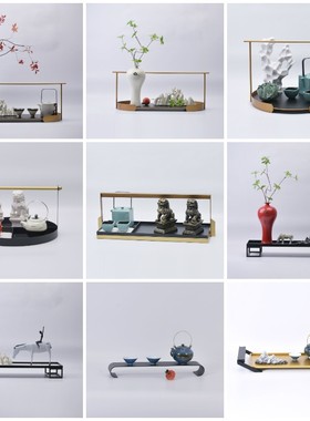 新中式茶具套装摆设样板房茶室软装饰客厅茶几花瓶售楼处组合摆件