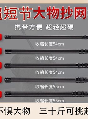 短节大物抄网杆46T高碳素迷你3米捞鱼伸缩杆超硬便携抄网竿套装
