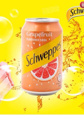 包邮港版Schweppes玉泉西柚味苏打汽水330mlx24罐
