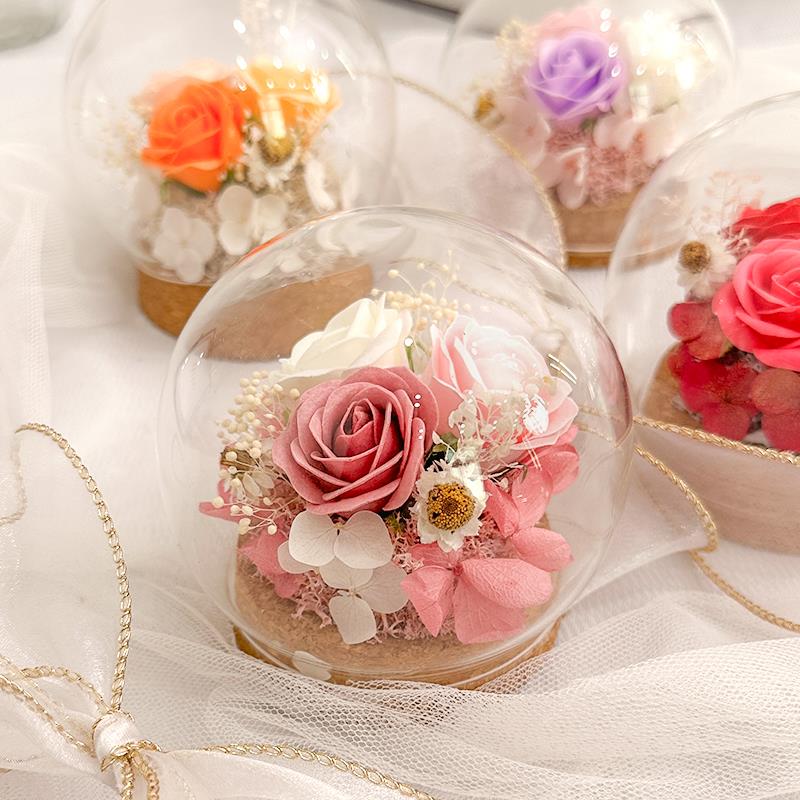 迷你玻璃罩玫瑰花永生花创意桌面摆件浪漫生日礼物送女友闺蜜装饰