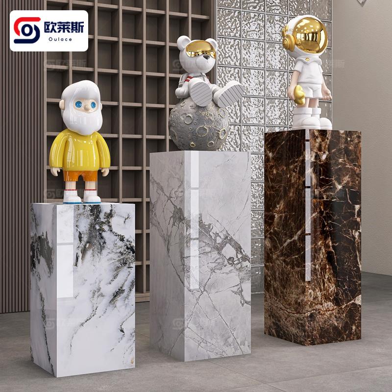 装饰品大理石摆件底座台轻奢高级感2025新款岩板花架子客厅落地式
